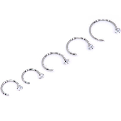 20G Clear Gem Rhombus Multiple Size Nose Hoop Set of 5