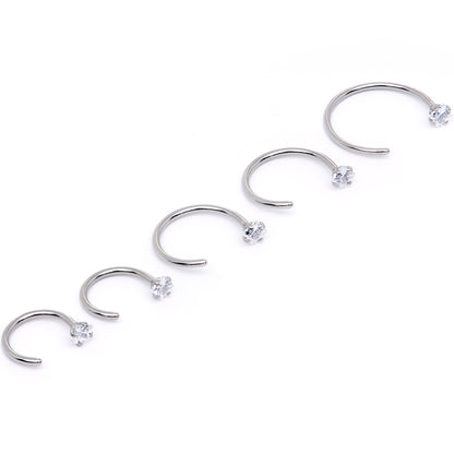 20G Clear Gem Rhombus Multiple Size Nose Hoop Set of 5