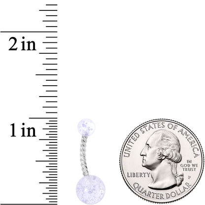 Clearly Coiled Clear Glitter Explosion Twisted Belly Ring