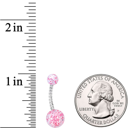 Clearly Coiled Pink Glitter Explosion Twisted Belly Ring