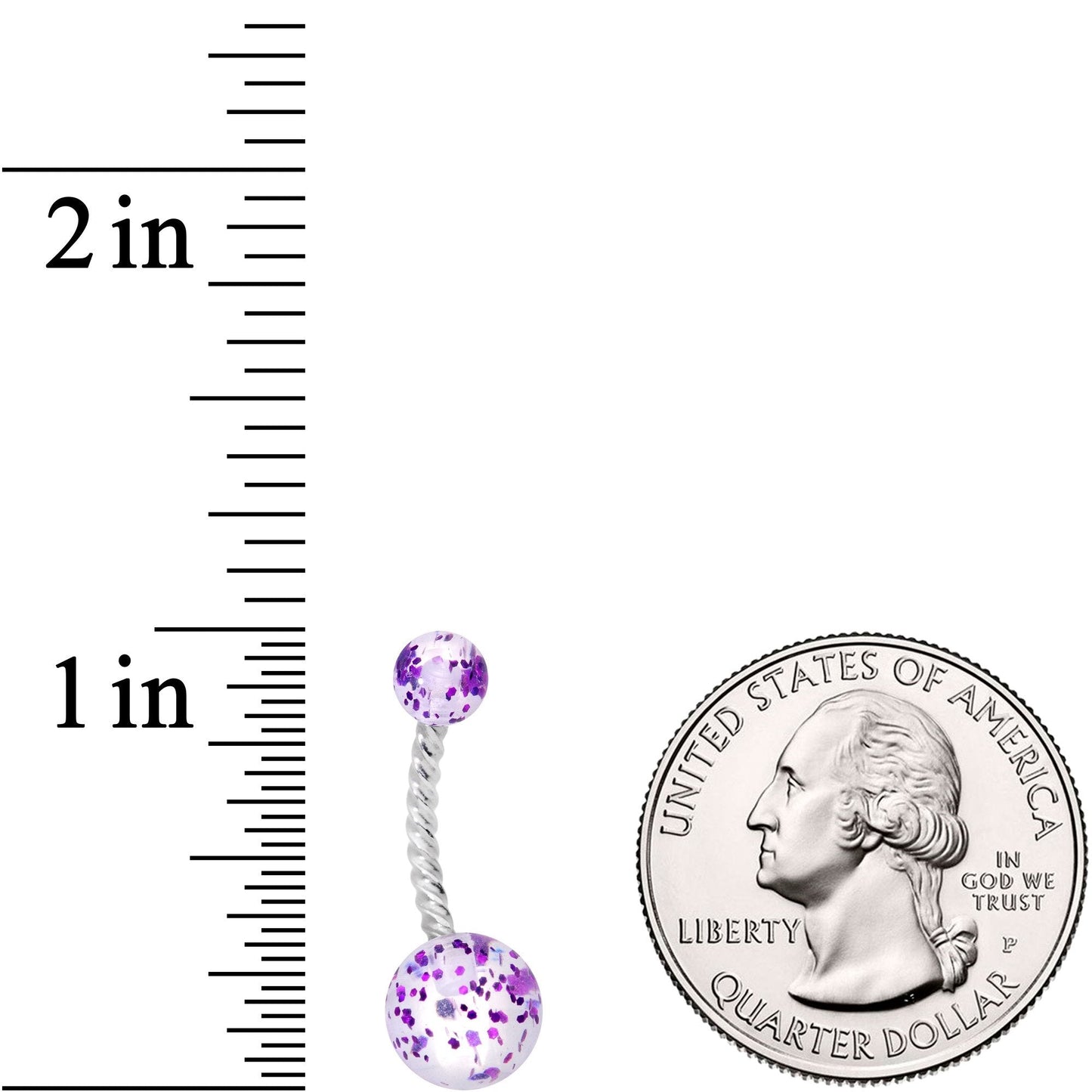 Clearly Coiled Purple Glitter Explosion Twisted Belly Ring