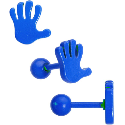 16G 1/4 Blue White Glow Star Hand Cartilage Earring Set of 3