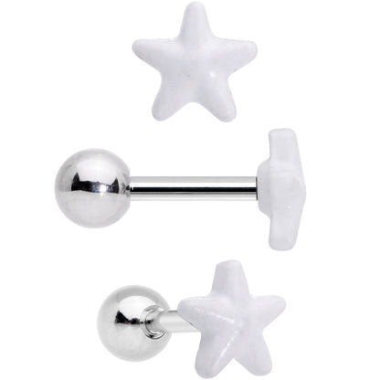 16G 1/4 Blue White Glow Star Hand Cartilage Earring Set of 3