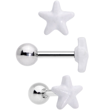 16G 1/4 Yellow White Glow Star Hand Cartilage Earring Set of 3