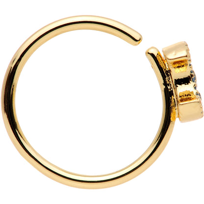 20G 5/16 Gold Tone Blue Crescent Moon and Stars Nose Hoop