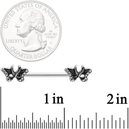 14G 9/16 Clear Gem Catch The Butterflies Barbell Nipple Ring Set