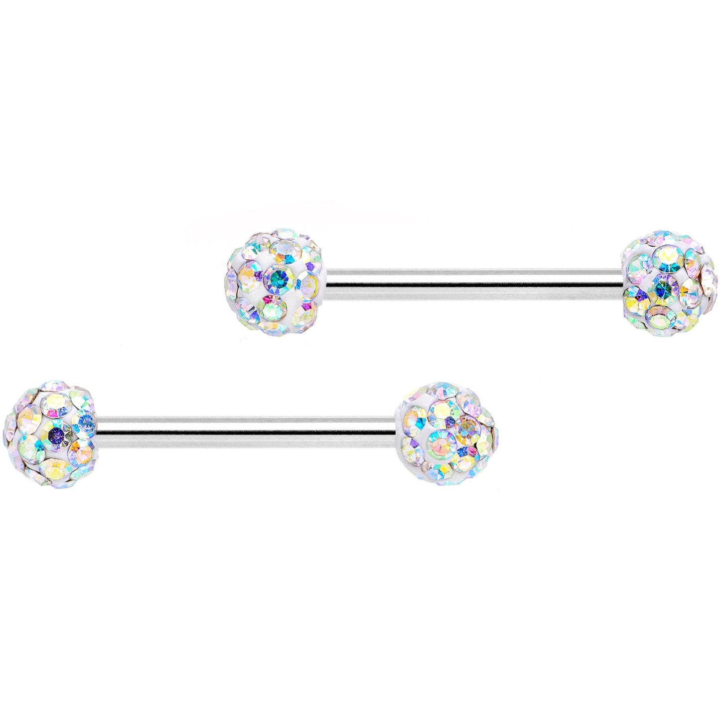 14G 5/8 9/16 Clear Gem Multi Color Roses Barbell Nipple Ring Set