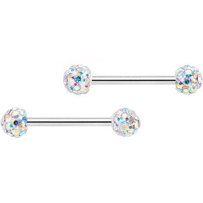 14G 5/8 9/16 Clear Gem Multi Color Roses Barbell Nipple Ring Set