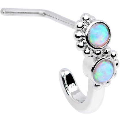 20G White Faux Opal Swirl Faux Hoop L Shaped Nose Ring