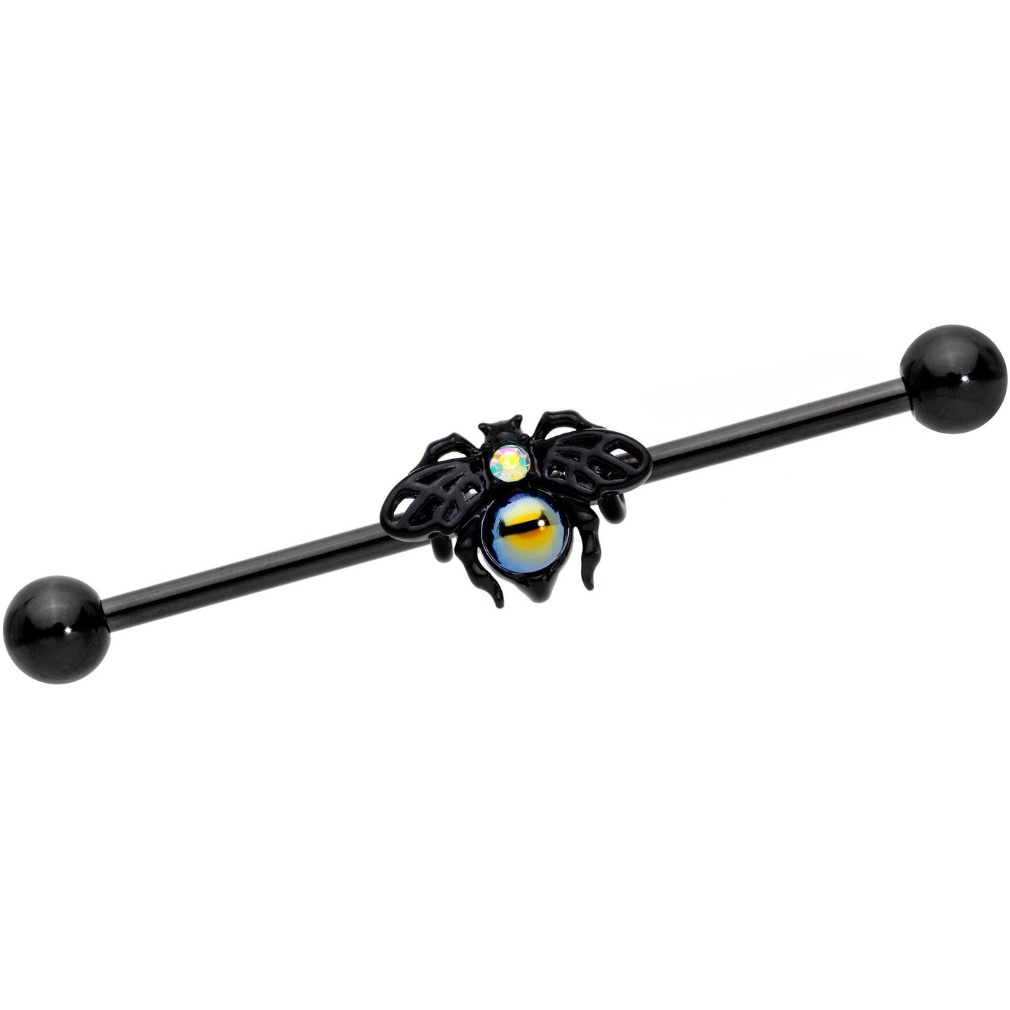 14G Aurora Gem Black Busy Bee Industrial Barbell 38mm