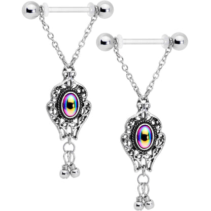 14G Aurora Orb Victorian Virtue Dangle Barbell Nipple Ring Set
