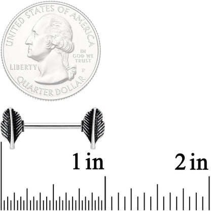 14G 9/16 Southwestern Feathers Barbell Nipple Ring Set