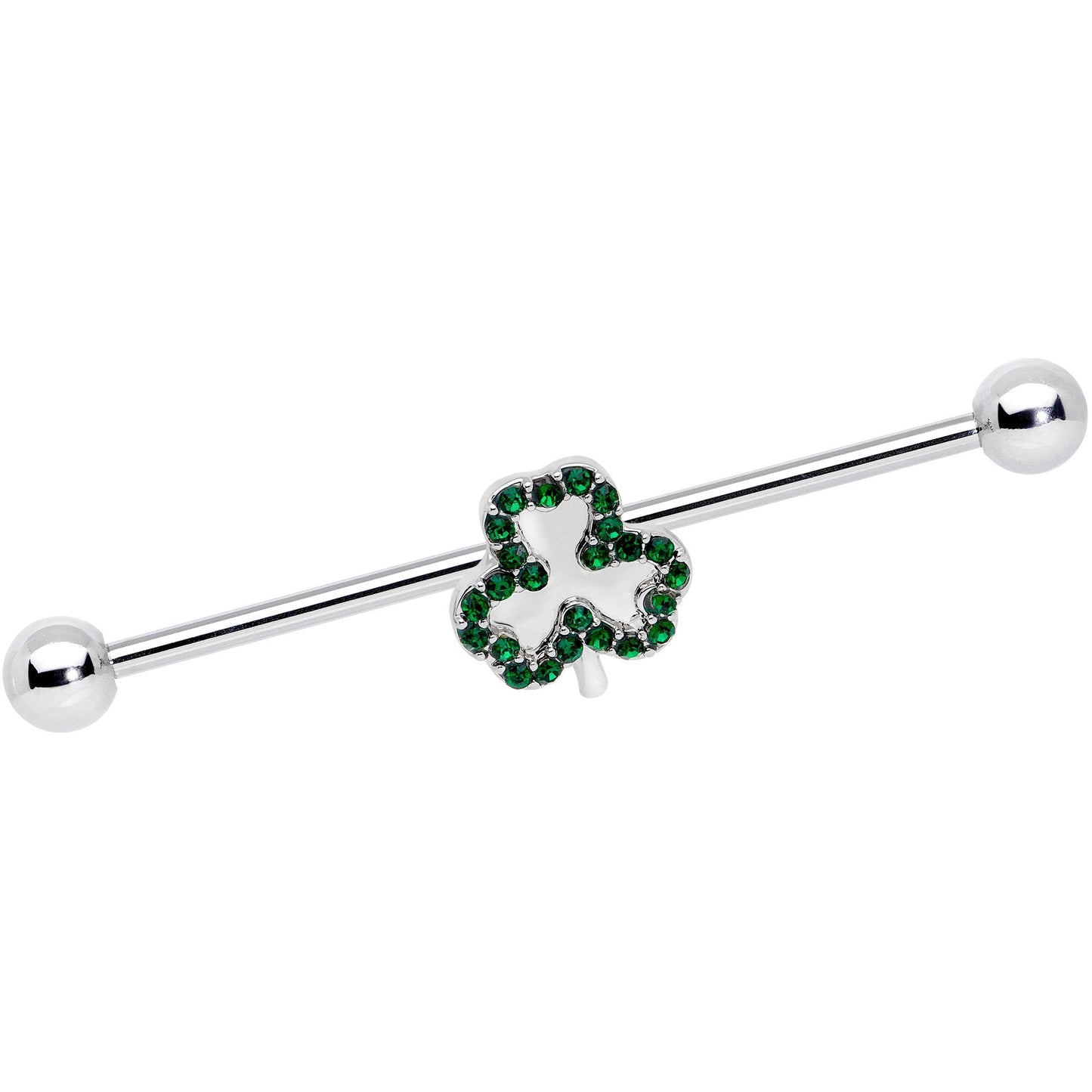 14G Green Gem St Patricks Day Shamrock Barbell Industrial 38mm