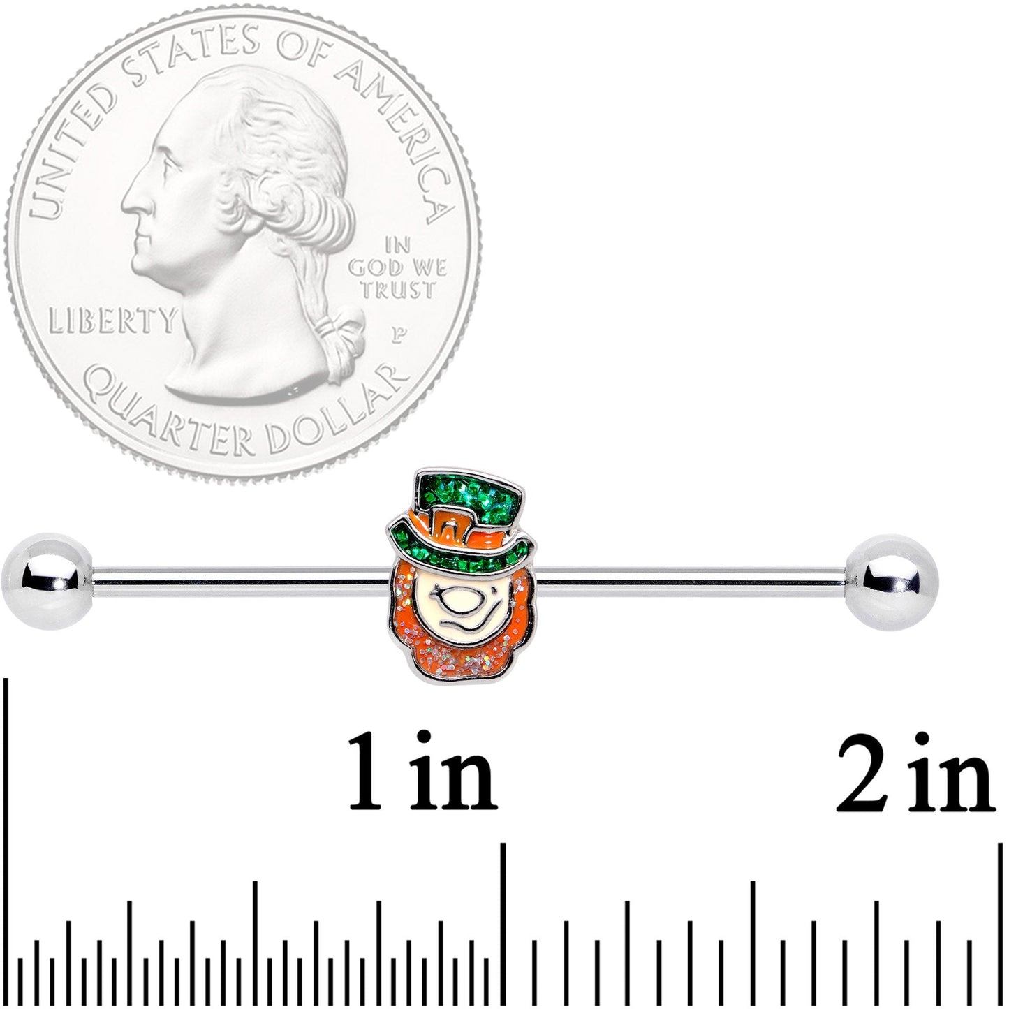 14G St Patricks Day Leprechaun Barbell Industrial 38mm