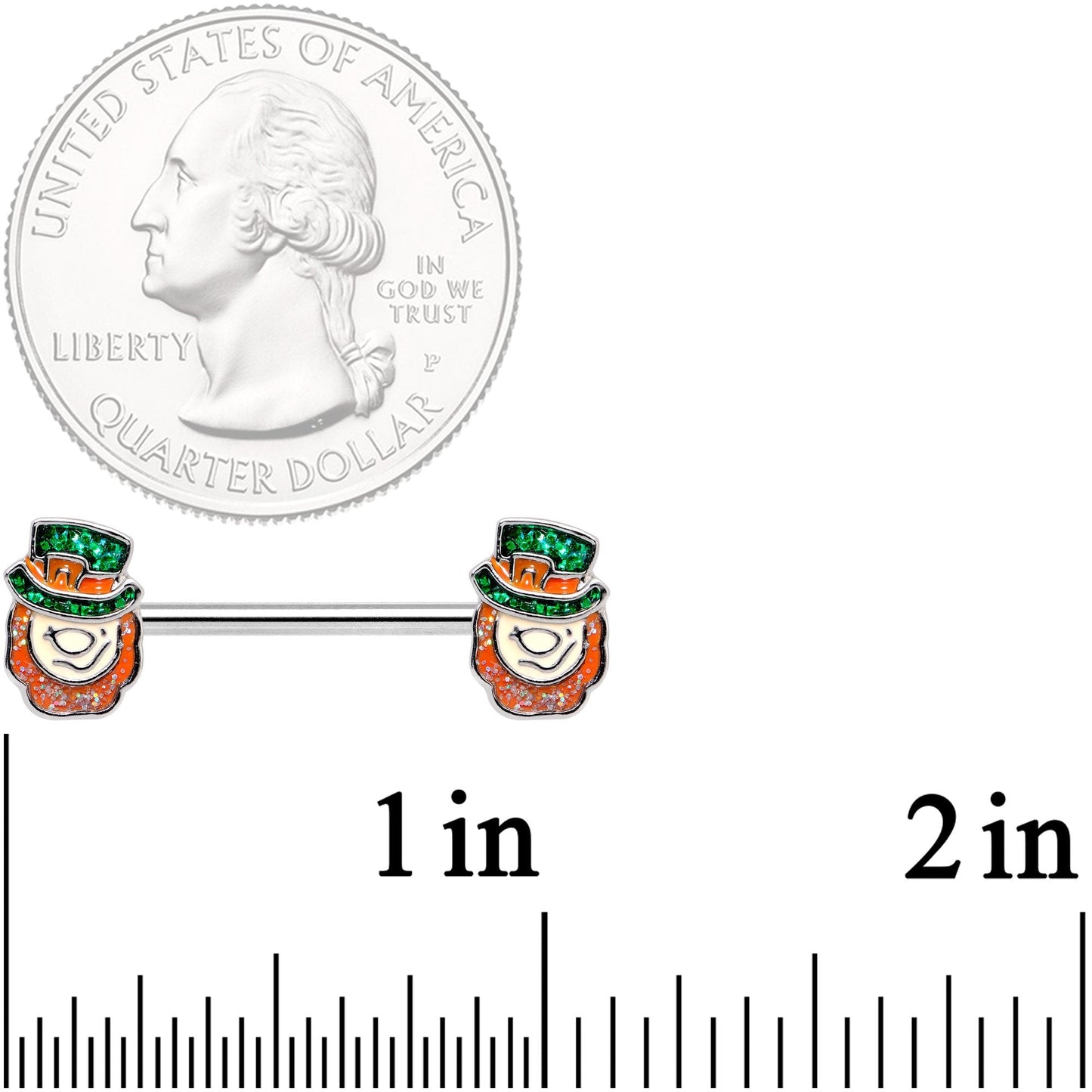 14G 5/8 St Patricks Day Leprechaun Barbell Nipple Ring Set