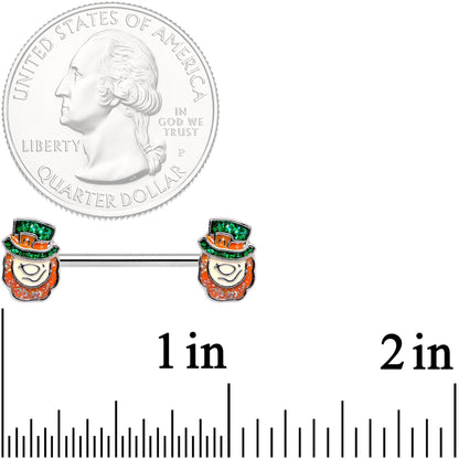 14G 5/8 St Patricks Day Leprechaun Barbell Nipple Ring Set