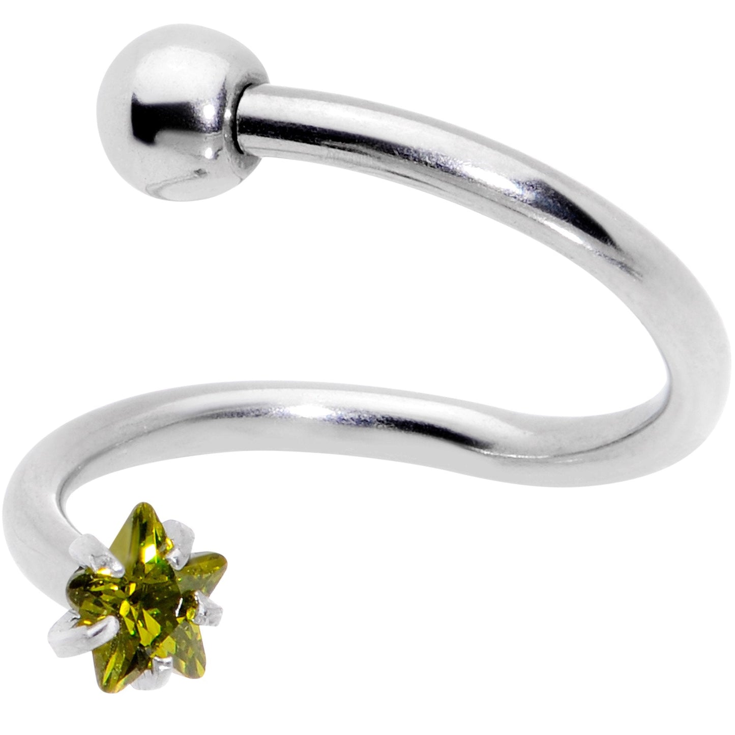 16G 3/8 Color CZ Gem Star Spiral Twister Eyebrow Ring Set