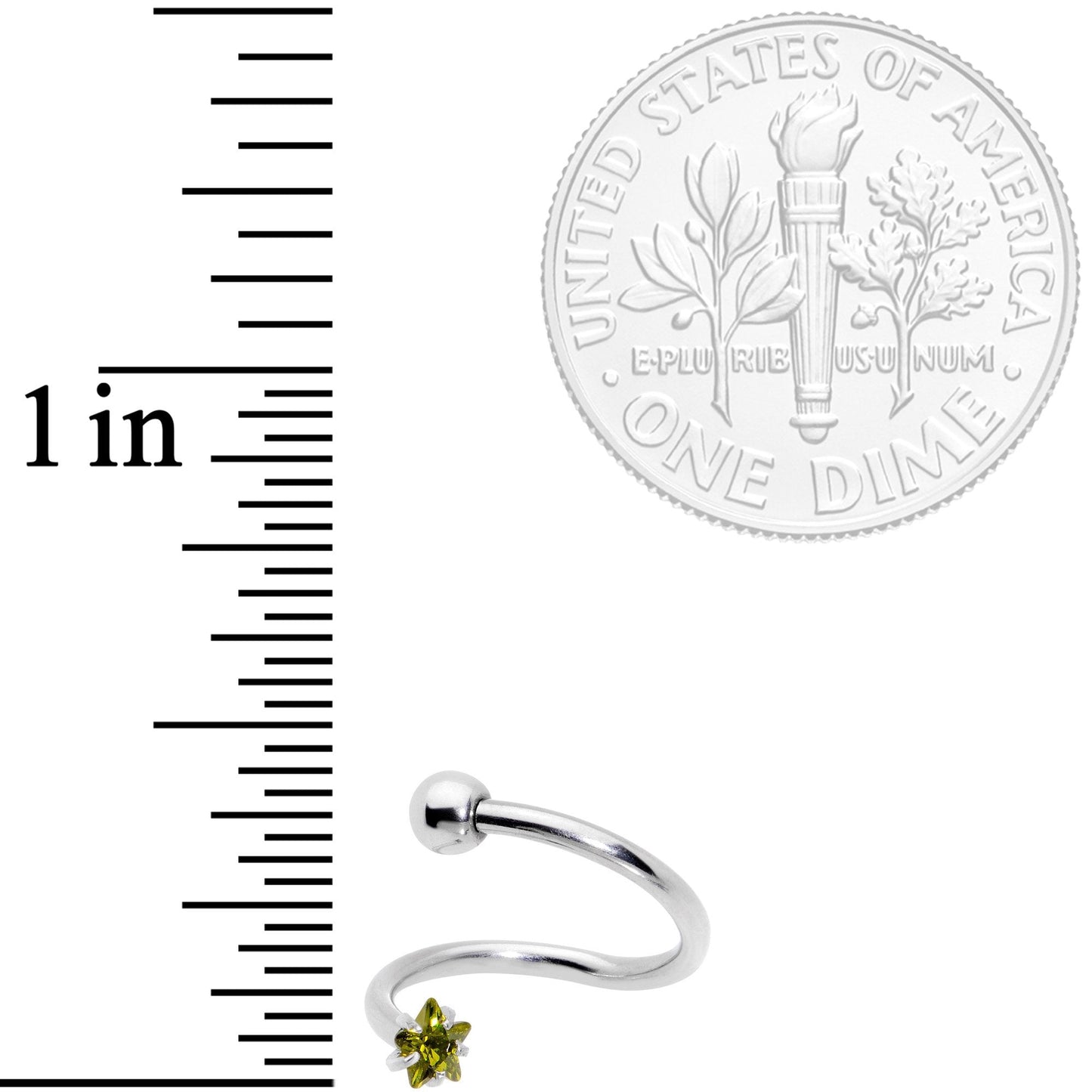 16G 3/8 Color CZ Gem Star Spiral Twister Eyebrow Ring Set