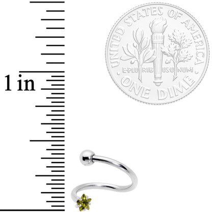 16G 3/8 Color CZ Gem Star Spiral Twister Eyebrow Ring Set