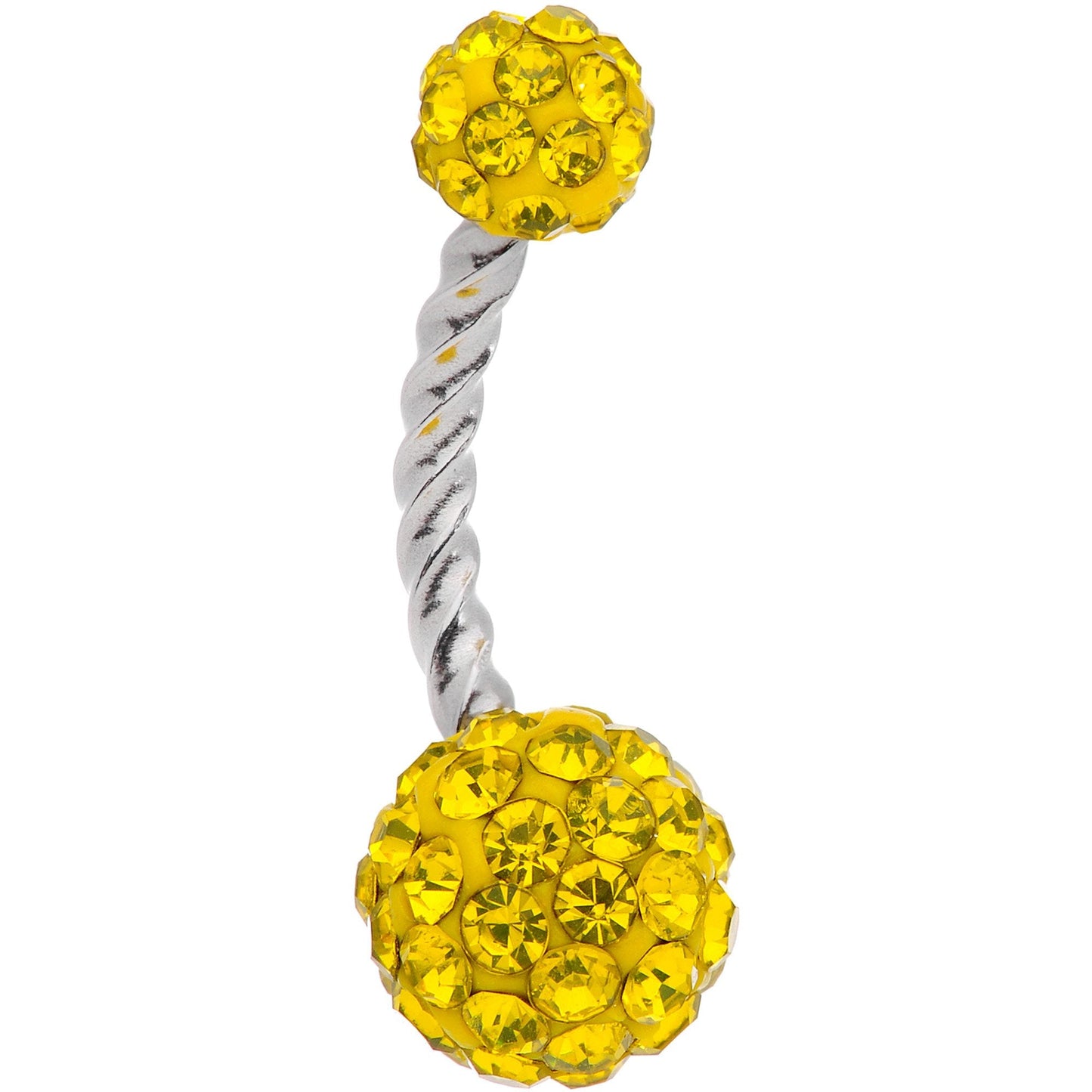 Clear Yellow Gem Gold Tone Thoroughly Twisted Belly Ring Set of 3