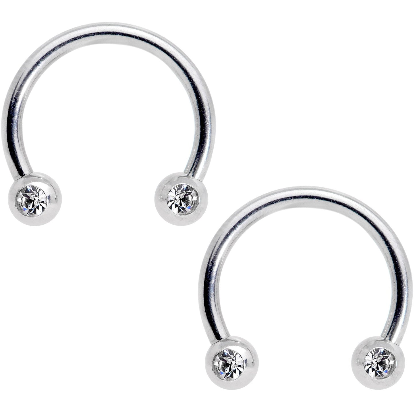 14G Clear Gem White Flower Horseshoe Barbell Nipple Ring Set of 4