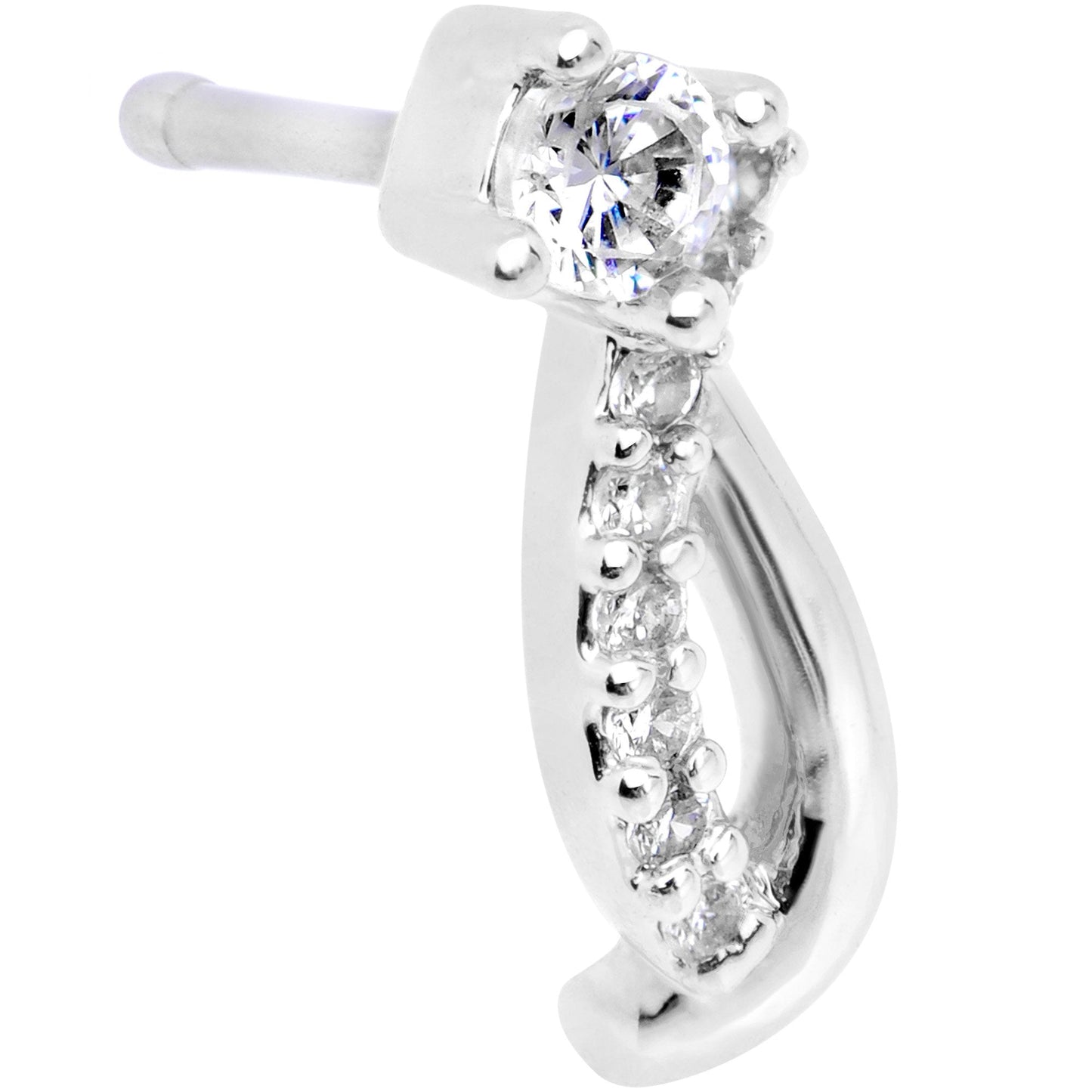 20G 1/4 Clear CZ Twisting Strands Nose Bone