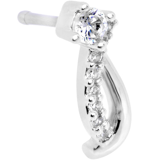 20G 1/4 Clear CZ Twisting Strands Nose Bone