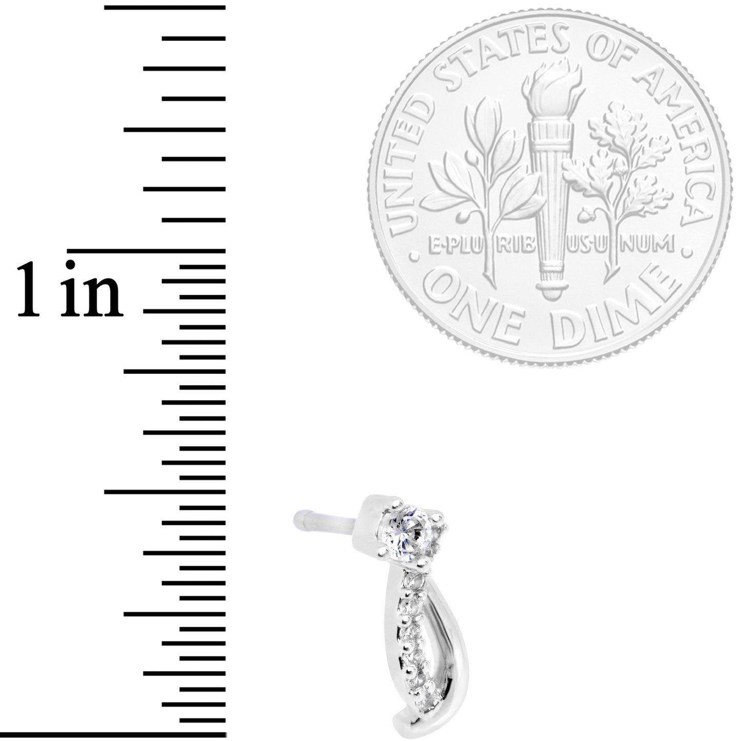 20G 1/4 Clear CZ Twisting Strands Nose Bone