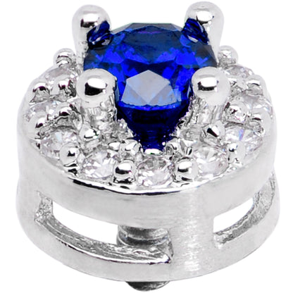 14G Clear Blue CZ Two Tier Externally Threaded Dermal Anchor Top