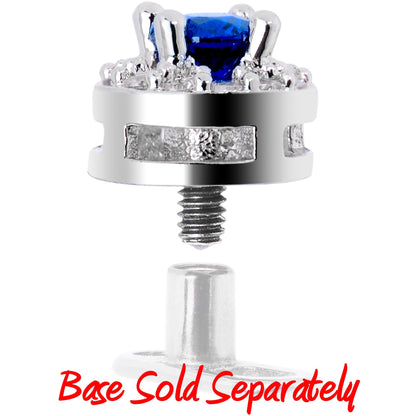 14G Clear Blue CZ Two Tier Externally Threaded Dermal Anchor Top