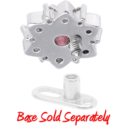 14G Pink Faux Opal Floral Glam Dermal Anchor Top