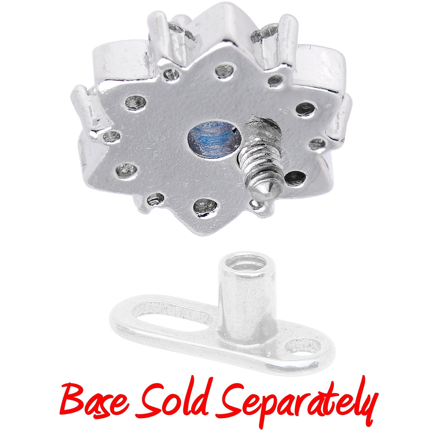 14G Blue Faux Opal Floral Glam Dermal Anchor Top