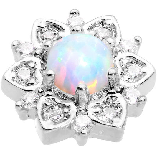 14G White Faux Opal Floral Glam Dermal Anchor Top