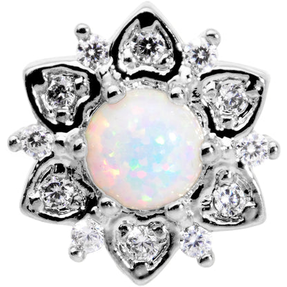 14G White Faux Opal Floral Glam Dermal Anchor Top
