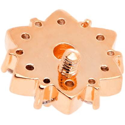 14G White Faux Opal Rose Gold Tone Floral Glam Dermal Anchor Top