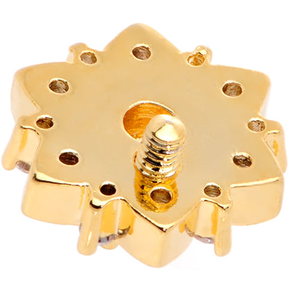 14G White Faux Opal Gold Tone Floral Glam Dermal Anchor Top