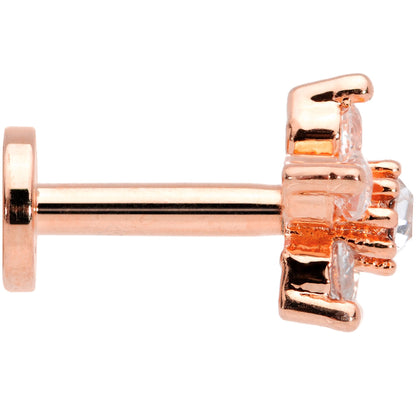 16G 1/4 Clear CZ Star Rose Gold Tone Internally Threaded Labret