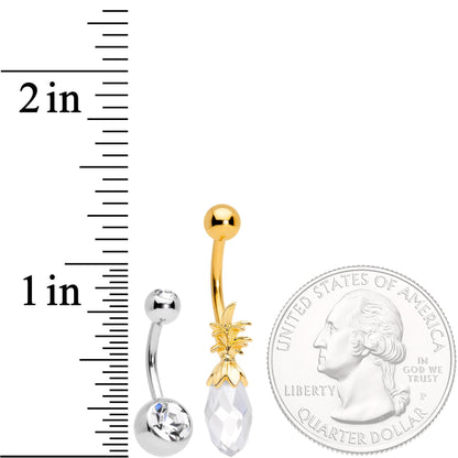 Clear Gem Gold Tone Pineapple Belly Ring Set of 4  Bonus Pack