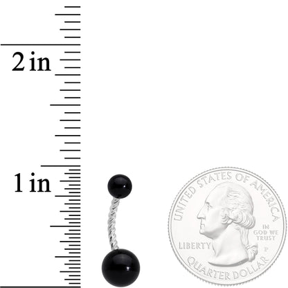Black Pearlescent Totally Twisted Belly Ring