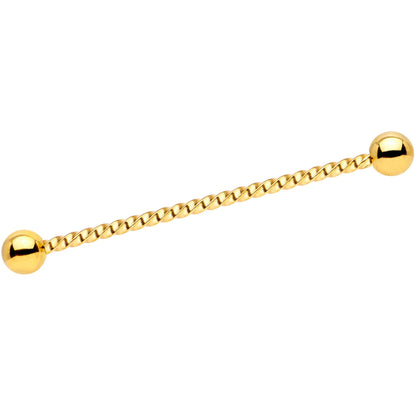 14G Yellow Green Gem Pineapple Twisted Industrial Barbell Set