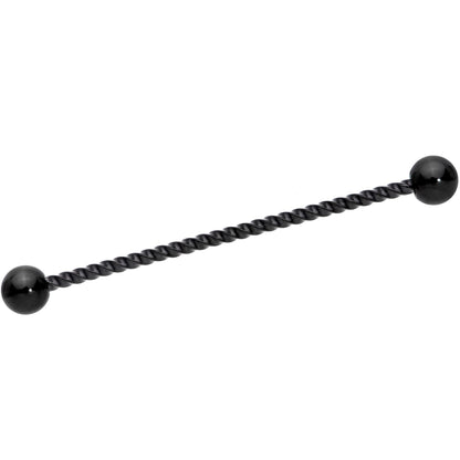 14G Tropic Blue Flower Black Twisted Industrial Barbell Set 38mm