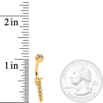 Clear Gem Gold Tone Screw Belly Ring