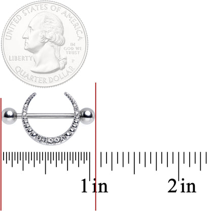 14G 9/16 Clear Gem Sliver Crescent Moon Nipple Shield Set
