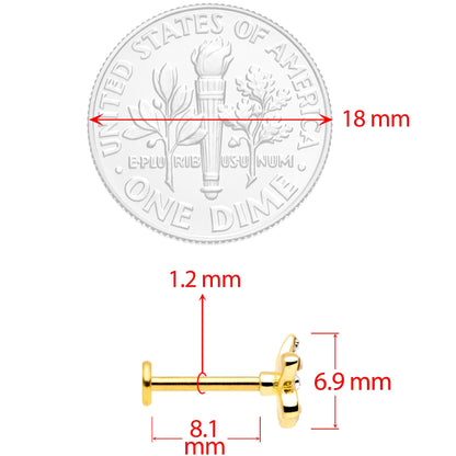 16G 5/16 Clear Gem Gold Tone Black Flower Labret Set of 3