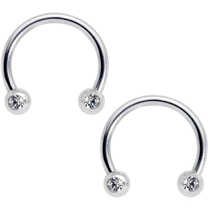 14G Clear Gem Black Flower Horseshoe Barbell Nipple Ring Set of 4
