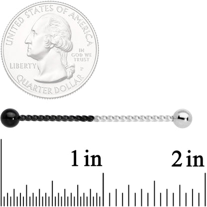 14G Black Steel Two Tone Twisted Industrial Barbell 38mm