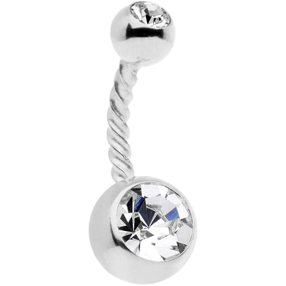 Clear Gem Totally Twisted Belly Ring Set of 2