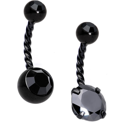 Black Gem Black Totally Twisted Belly Ring Set of 2