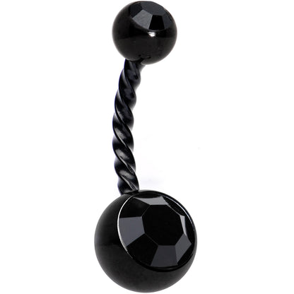 Black Gem Black Totally Twisted Belly Ring Set of 2