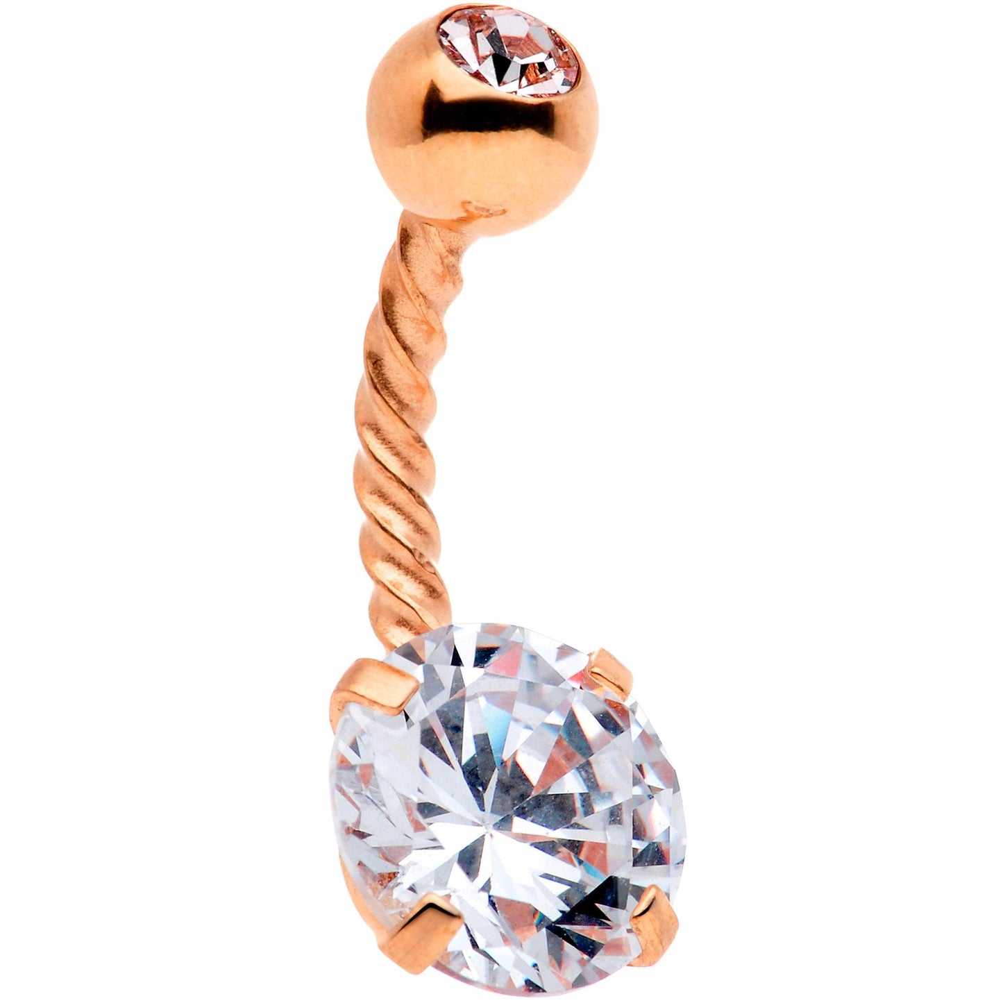 Clear Gem Rose Gold Tone Totally Twisted Belly Ring Set of 2